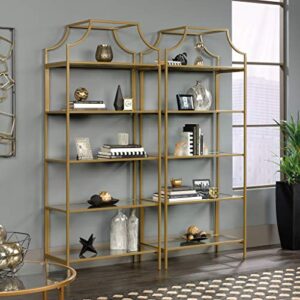 Sauder 421434 International Lux Bookcase, L: 30.0" x W: 14.49" x H: 70.87", Satin Gold Finish