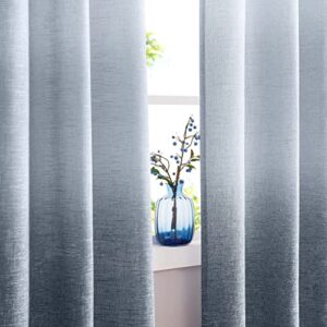 Central Park Ombre Window Curtain Panel Linen Gradient Print on Rayon Blend Fabric Drapery Treatments for Living Room/Bedroom, Cream White to Indigo Blue, 40" x 63", Set of 2