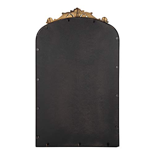 Kate and Laurel Arendahl Traditional Arch Mirror, 19" x 30.75", Gold, Baroque Inspired Wall Decor