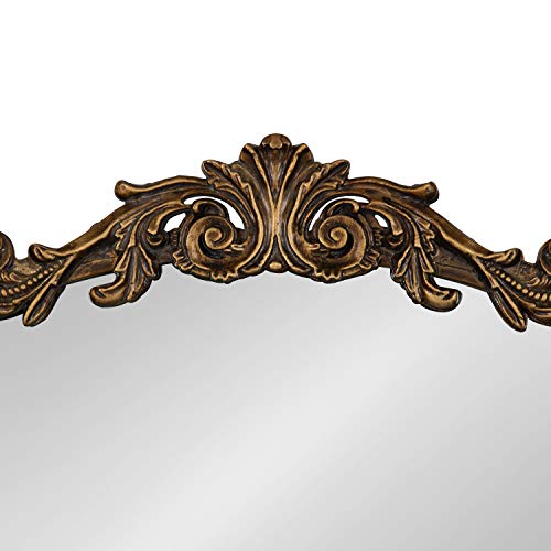 Kate and Laurel Arendahl Traditional Arch Mirror, 19" x 30.75", Gold, Baroque Inspired Wall Decor