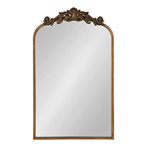 Kate and Laurel Arendahl Traditional Arch Mirror, 19" x 30.75", Gold, Baroque Inspired Wall Decor