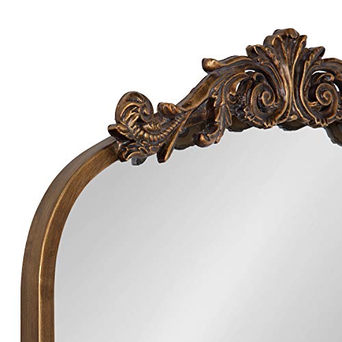 Kate and Laurel Arendahl Traditional Arch Mirror, 19" x 30.75", Gold, Baroque Inspired Wall Decor