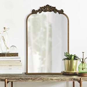 Kate and Laurel Arendahl Traditional Arch Mirror, 19" x 30.75", Gold, Baroque Inspired Wall Decor