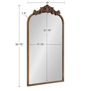 Kate and Laurel Arendahl Traditional Arch Mirror, 19" x 30.75", Gold, Baroque Inspired Wall Decor