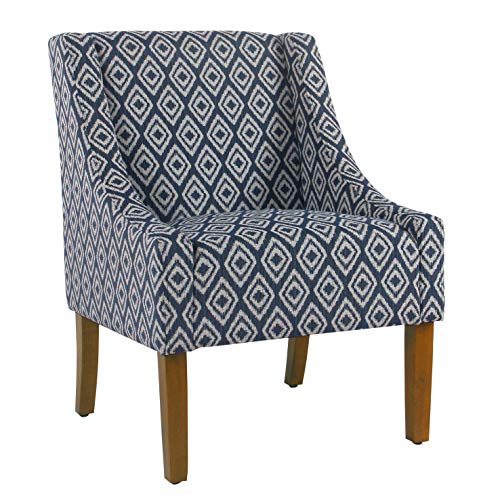 HomePop Modern Swoop Arm Accent Chair, Blue Geometric Pattern