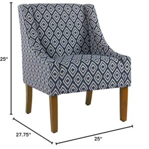 HomePop Modern Swoop Arm Accent Chair, Blue Geometric Pattern