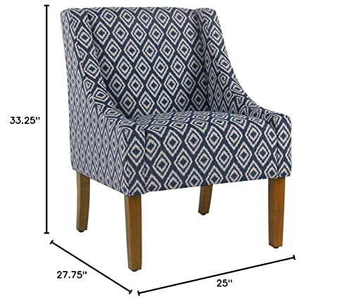 HomePop Modern Swoop Arm Accent Chair, Blue Geometric Pattern