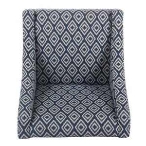 HomePop Modern Swoop Arm Accent Chair, Blue Geometric Pattern