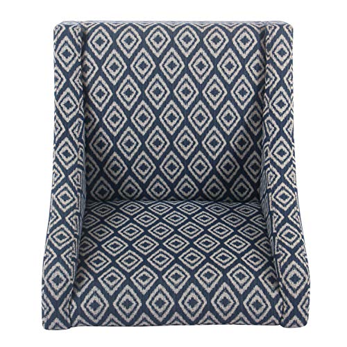 HomePop Modern Swoop Arm Accent Chair, Blue Geometric Pattern