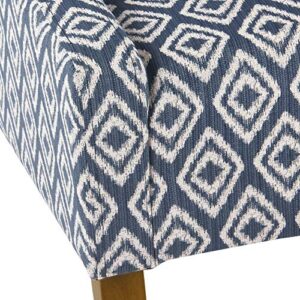 HomePop Modern Swoop Arm Accent Chair, Blue Geometric Pattern