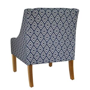 HomePop Modern Swoop Arm Accent Chair, Blue Geometric Pattern