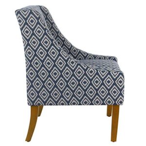 HomePop Modern Swoop Arm Accent Chair, Blue Geometric Pattern