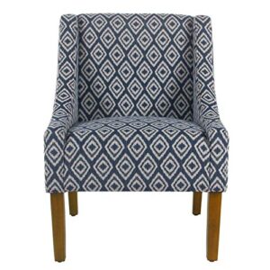 HomePop Modern Swoop Arm Accent Chair, Blue Geometric Pattern