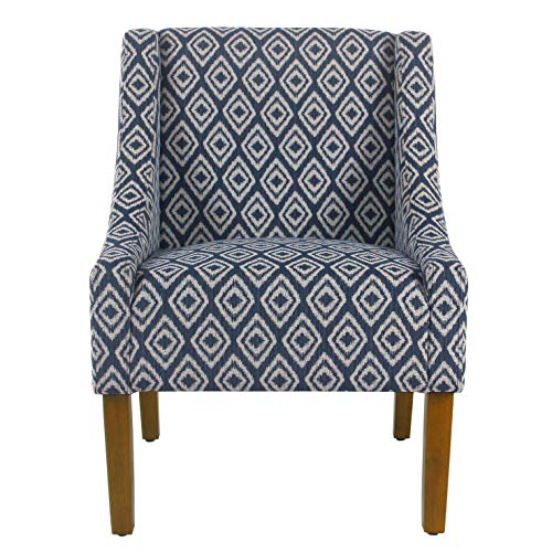 HomePop Modern Swoop Arm Accent Chair, Blue Geometric Pattern