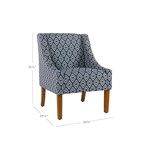 HomePop Modern Swoop Arm Accent Chair, Blue Geometric Pattern