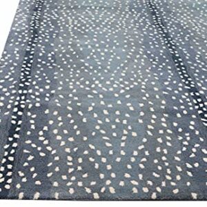 Wallard Design Antelope Cheetah Blue Animal Contemporary Handmade 100% Woolen Area Rugs & Carpets (6'x9')