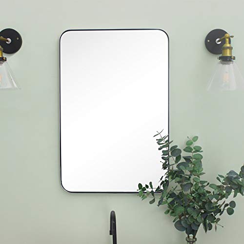 GRACTO 20x30 inch Chrome Stainless Steel Metal Framed Bathroom Mirror Wall Mounted Rounded Rectangular Bathroom Vanity Mirror