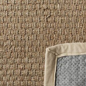 SAFAVIEH Natural Fiber Collection 8' x 10' Ivory NF114J Border Basketweave Seagrass Area Rug