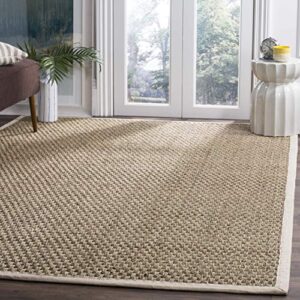 SAFAVIEH Natural Fiber Collection 8' x 10' Ivory NF114J Border Basketweave Seagrass Area Rug