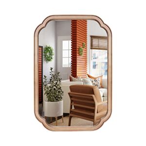 WallBeyond 20" x 30" Rounded Corner Arch Wall Mirror with Wood Frame for Entryway, Living Room or Bedroom Home Decor - Light Woodgrain [20" x 30" Natural Color]