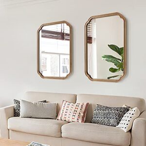 WallBeyond 20" x 30" Rounded Corner Arch Wall Mirror with Wood Frame for Entryway, Living Room or Bedroom Home Decor - Light Woodgrain [20" x 30" Natural Color]