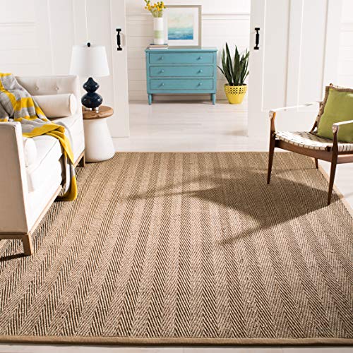 Safavieh Natural Fiber Collection 10' x 14' Beige NF115A Border Herringbone Seagrass Area Rug