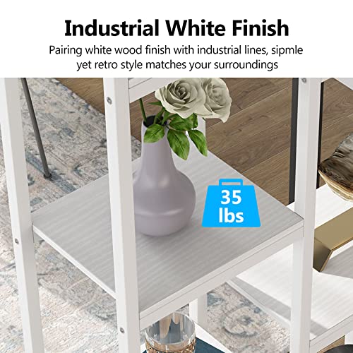 Tribesigns Bookshelf, Industrial 12-Open Shelf Etagere Bookcase, Rustic Vintage Book Shelves Display Shelf Storage Organizer for Home Office (White)