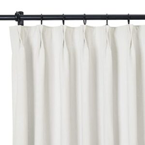 TWOPAGES Beige White Pinch Pleated Curtains 108 Inches Loong Cotton Curtains for Living Room Kithchen Window Light Filtering Lightweight Cotton Canvas Curtains (2 Panels, 26W x 108L)