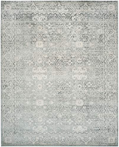 SAFAVIEH Evoke Collection 8' x 10' Silver / Ivory EVK270Z Shabby Chic Distressed Non-Shedding Living Room Bedroom Dining Home Office Area Rug