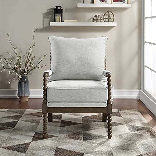 Home Square 2 Piece Linen Fabric Spindle Chair Set with Wood Frame in Smoke Gray