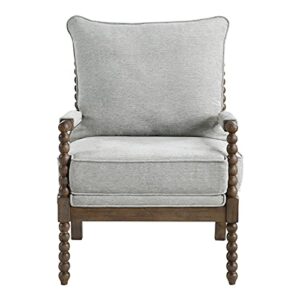 Home Square 2 Piece Linen Fabric Spindle Chair Set with Wood Frame in Smoke Gray