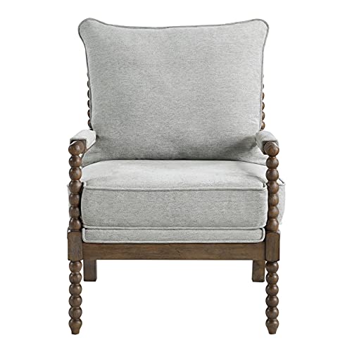 Home Square 2 Piece Linen Fabric Spindle Chair Set with Wood Frame in Smoke Gray