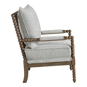 Home Square 2 Piece Linen Fabric Spindle Chair Set with Wood Frame in Smoke Gray