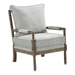 Home Square 2 Piece Linen Fabric Spindle Chair Set with Wood Frame in Smoke Gray