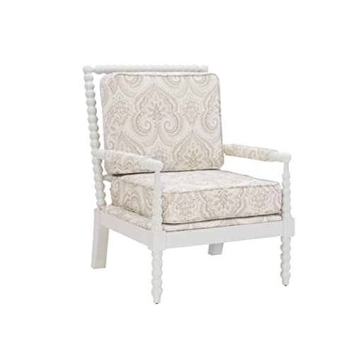 Linon Linda Beige Spindal Wood Frame Chair, Cream