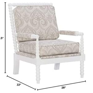 Linon Linda Beige Spindal Wood Frame Chair, Cream