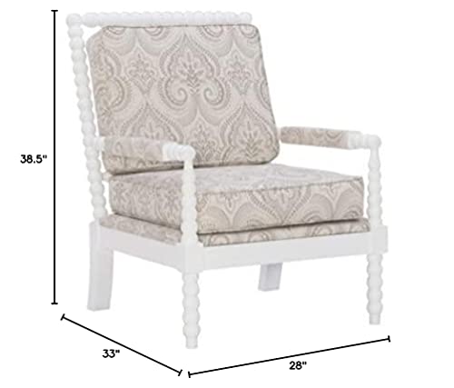 Linon Linda Beige Spindal Wood Frame Chair, Cream