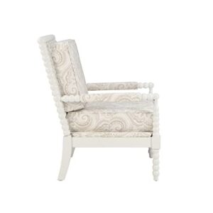 Linon Linda Beige Spindal Wood Frame Chair, Cream