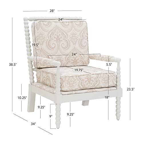 Linon Linda Beige Spindal Wood Frame Chair, Cream