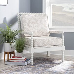 Linon Linda Beige Spindal Wood Frame Chair, Cream