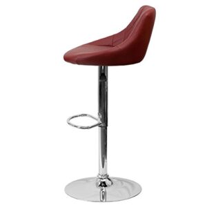 Contemporary Bar Stool Bucket Seat Design Hydraulic Adjustable Height 360-Degree Swivel Seat Sturdy Steel Frame Chrome Base Dining Chair Bar Pub Stool Home Office Furniture - Set of 2 Burgundy #1984