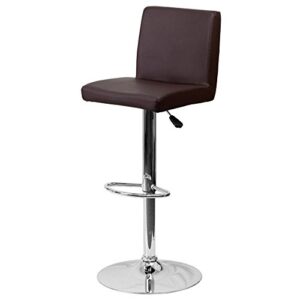 KLS14 Modern Design Bar Stool Mid-Back Design Hydraulic Adjustable Height 360-Degree Swivel Seat Sturdy Steel Frame Chrome Base Dining Chair Bar Pub Stool Home Office Furniture - Set of 2 Brown #1986