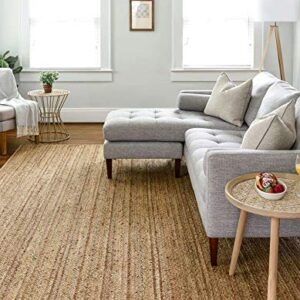 The Knitted Co. 100% Jute Area Rug 8 x 10 Feet- Rectangle Natural Fibers- Braided Design Hand Woven Natural Carpet - Home Decor for Living Room Hallways Bedroom (Natural- 8'x10')