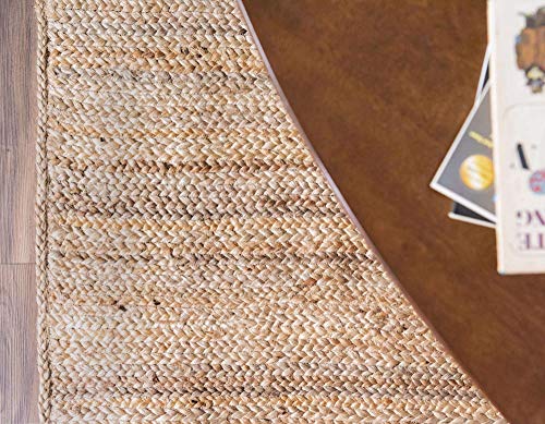 The Knitted Co. 100% Jute Area Rug 8 x 10 Feet- Rectangle Natural Fibers- Braided Design Hand Woven Natural Carpet - Home Decor for Living Room Hallways Bedroom (Natural- 8'x10')