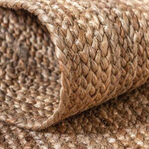 The Knitted Co. 100% Jute Area Rug 8 x 10 Feet- Rectangle Natural Fibers- Braided Design Hand Woven Natural Carpet - Home Decor for Living Room Hallways Bedroom (Natural- 8'x10')