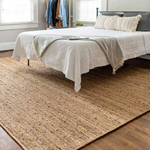 The Knitted Co. 100% Jute Area Rug 8 x 10 Feet- Rectangle Natural Fibers- Braided Design Hand Woven Natural Carpet - Home Decor for Living Room Hallways Bedroom (Natural- 8'x10')