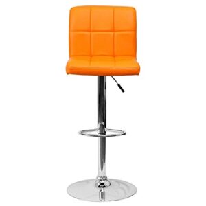 KLS14 Modern Design Barstools Hight Adjustable Seat Hydraulic 360-Degree Swivel Sturdy Steel Frame Padded Cushion Seat Dining Chair Bar Pub Stool Home Office Furniture - Set of 2 Orange #1974