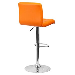 KLS14 Modern Design Barstools Hight Adjustable Seat Hydraulic 360-Degree Swivel Sturdy Steel Frame Padded Cushion Seat Dining Chair Bar Pub Stool Home Office Furniture - Set of 2 Orange #1974