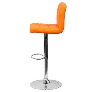 KLS14 Modern Design Barstools Hight Adjustable Seat Hydraulic 360-Degree Swivel Sturdy Steel Frame Padded Cushion Seat Dining Chair Bar Pub Stool Home Office Furniture - Set of 2 Orange #1974