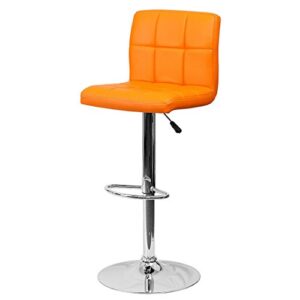 KLS14 Modern Design Barstools Hight Adjustable Seat Hydraulic 360-Degree Swivel Sturdy Steel Frame Padded Cushion Seat Dining Chair Bar Pub Stool Home Office Furniture - Set of 2 Orange #1974